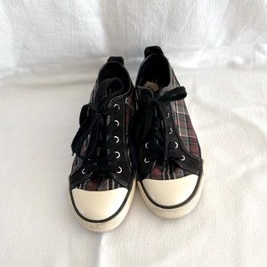 Multicolor Plaid (Red Blue White and Black) Tommy Hilfiger sneakers.